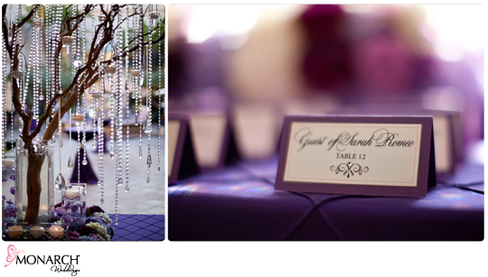Manzanita-tree-with-crystals-purple-place-card-Prado-wedding Manzanita-tree-with-crystals-purple-place-card-Prado-wedding