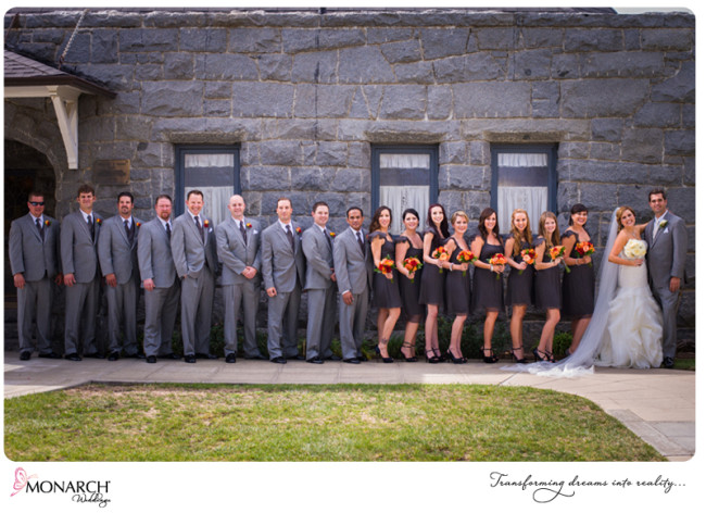 orange-gray-bridesmaids-groomsmen-at-church-admiral-kidd-club-wedding orange-gray-bridesmaids-groomsmen-at-church-admiral-kidd-club-wedding